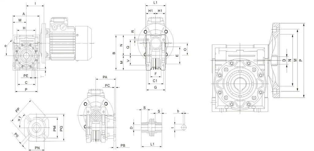 Schneckengetriebe ohne Motorflansch (I30C)